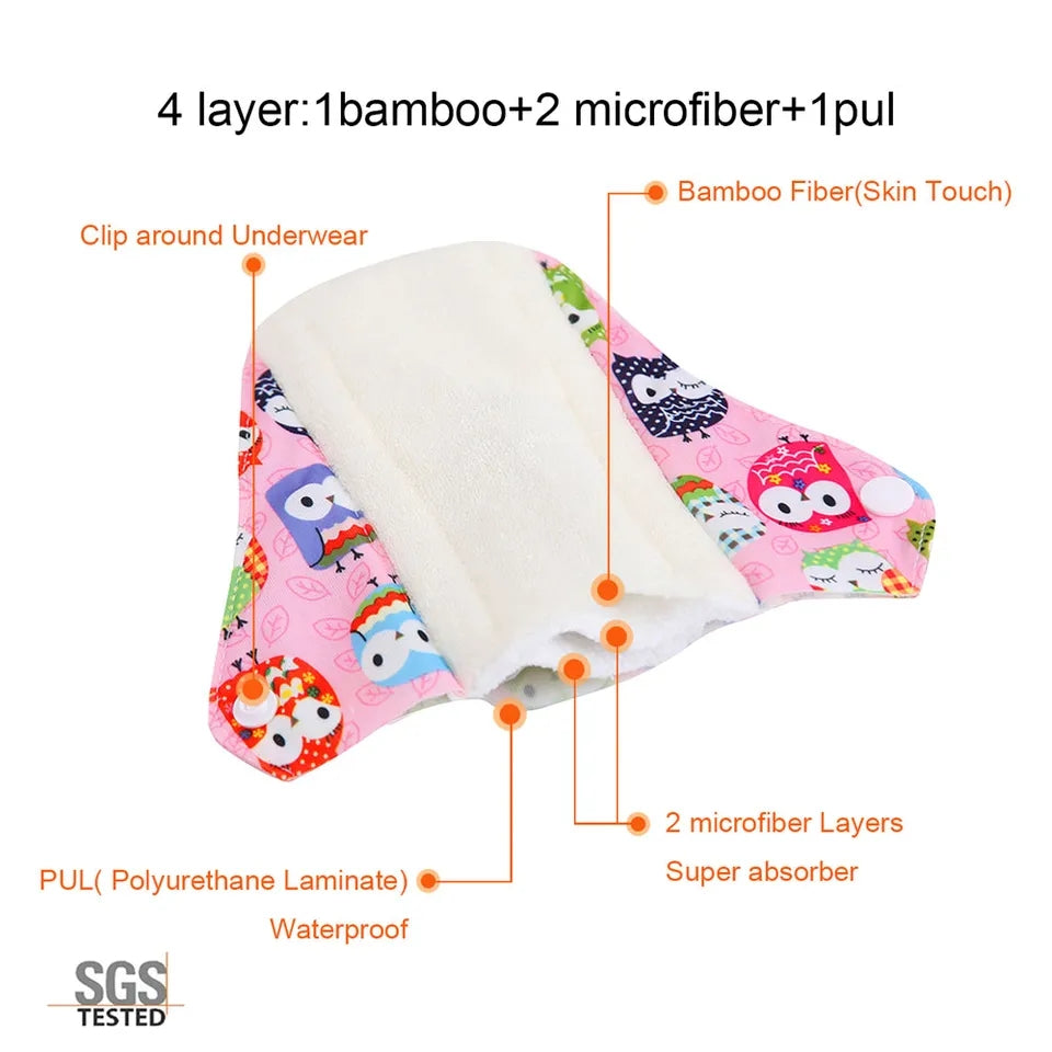 4pcs periods pad Say goodbye to disposable pads and hello to comfort with this reusable waterproof cloth sanitary napkin