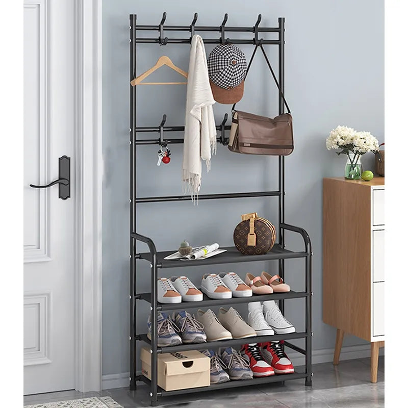 Step up your organization game with our 4-layer shoe stand featuring hooks for your essentials! ππ§₯
