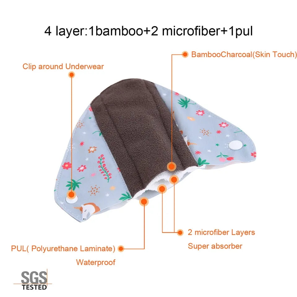 4pcs periods pad Say goodbye to disposable pads and hello to comfort with this reusable waterproof cloth sanitary napkin