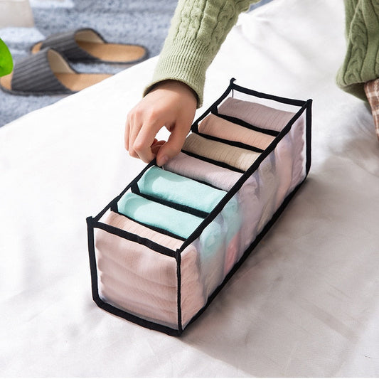 Dormitory closet organizer for socks home separated underwear storage box 7 grids jeans bra organizer foldable drawer organizer