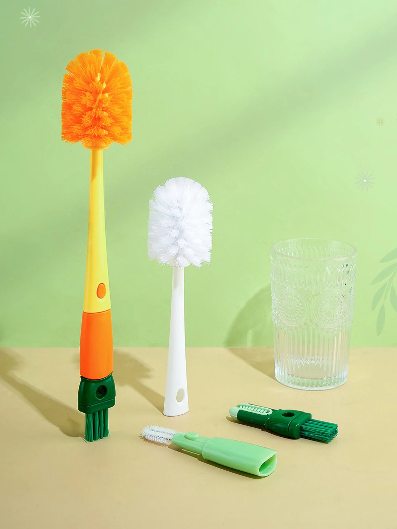 Multi-functional long handle thermos cup bottle pacifier clean brush