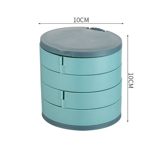 Jewelry Storage Box Multilayer Rotating Plastic Jewelry Stand Earrings Ring Box Cosmetics Beauty Container Organizer with Mirror