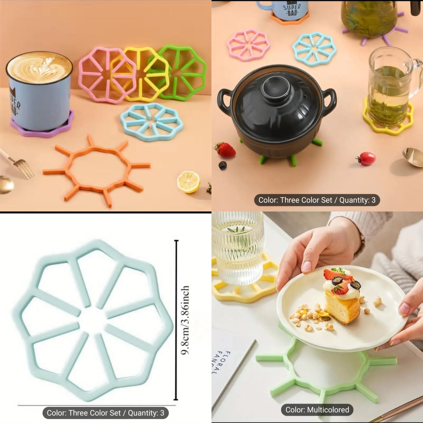Flower shape silicon heat resistance pot matte ( 2PCS)