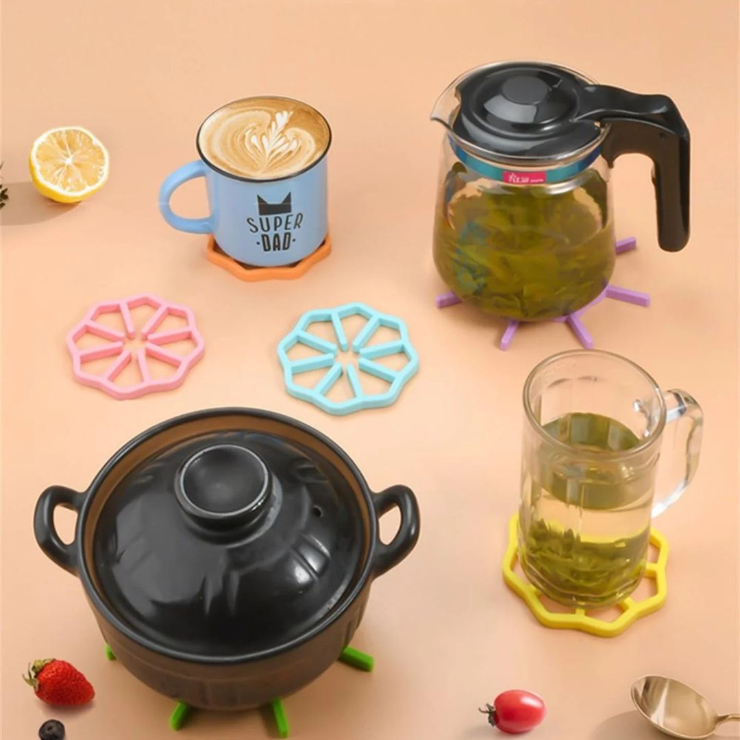 Flower shape silicon heat resistance pot matte ( 2PCS)