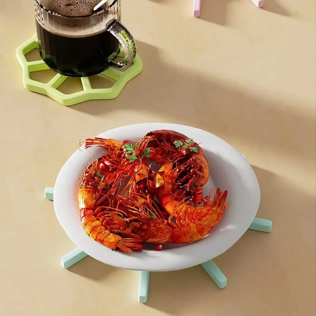 Flower shape silicon heat resistance pot matte ( 2PCS)