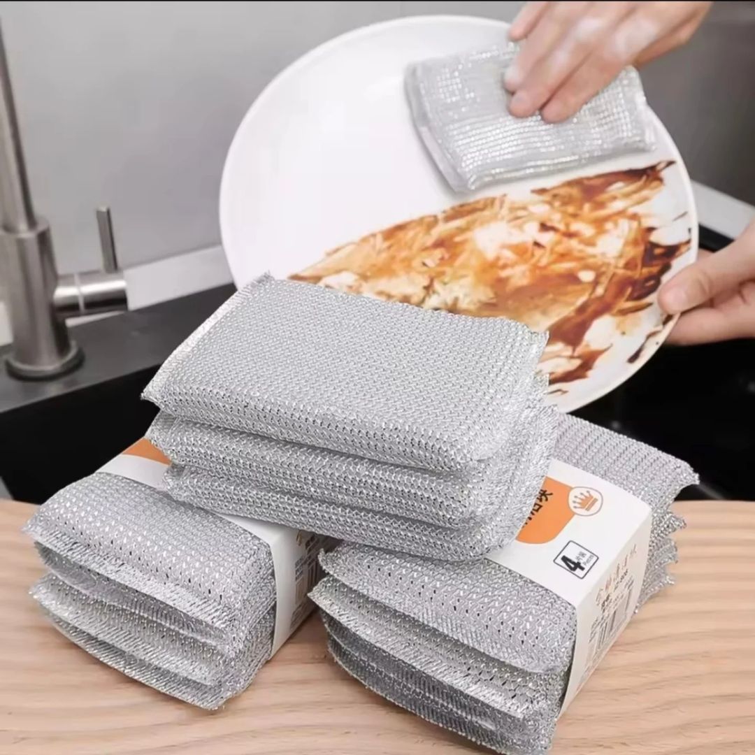 Double sided steel wire dishwashing sponge ( 4 pcs )