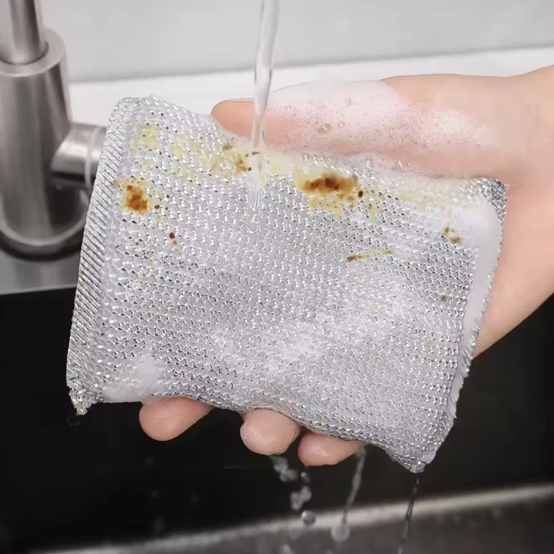 Double sided steel wire dishwashing sponge ( 4 pcs )