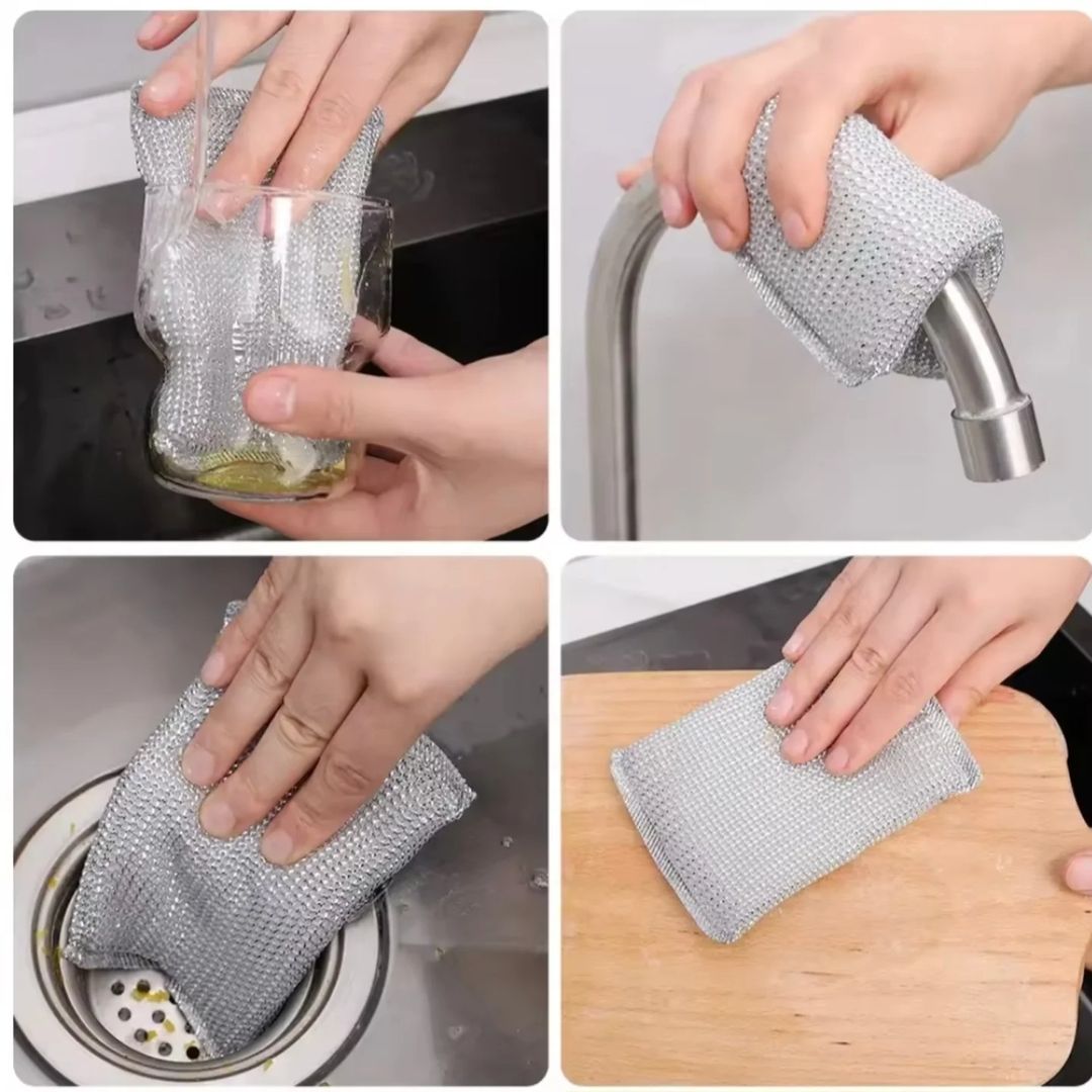 Double sided steel wire dishwashing sponge ( 4 pcs )