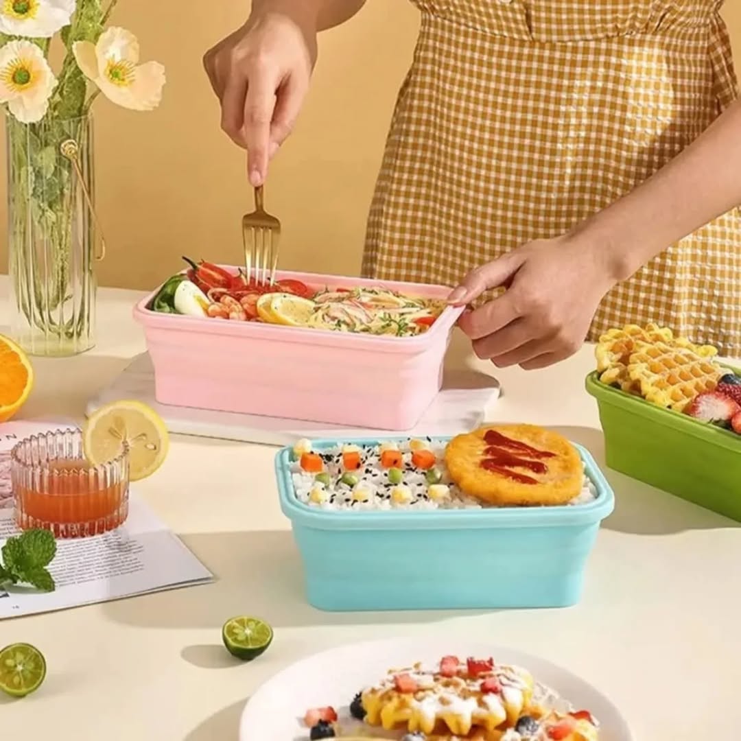 Silicon air sealed collapsible food container 4pcs