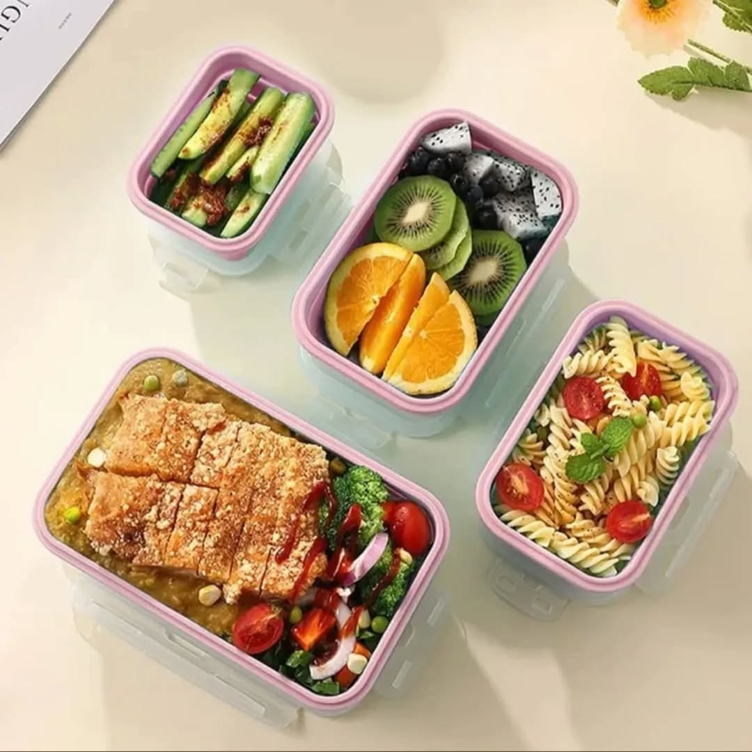 Silicon air sealed collapsible food container 4pcs