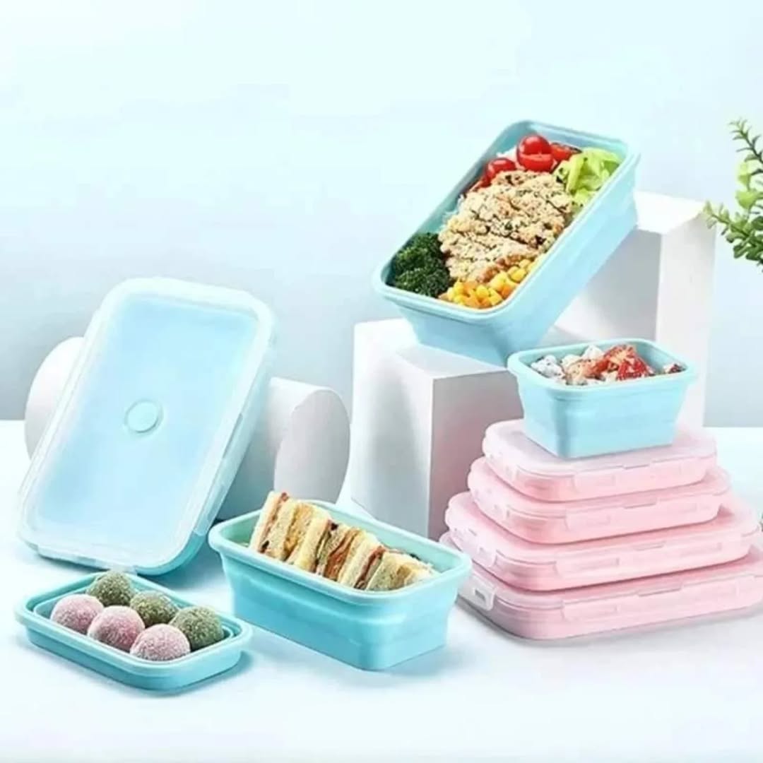 Silicon air sealed collapsible food container 4pcs