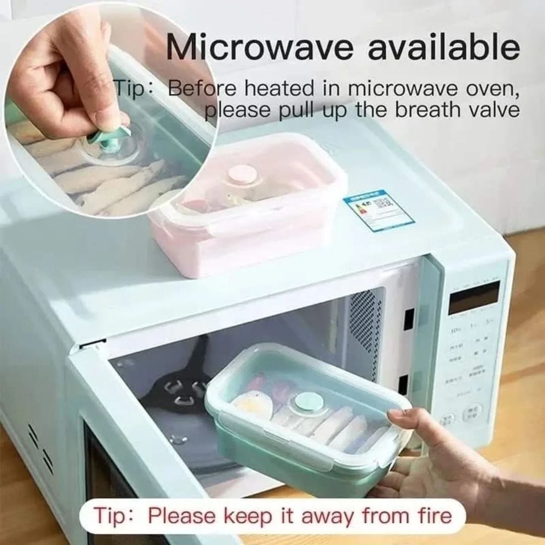 Silicon air sealed collapsible food container 4pcs