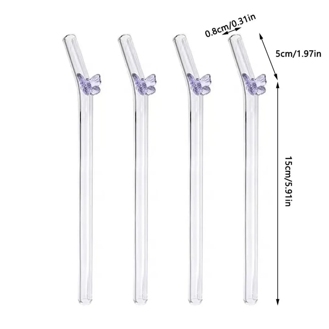 Reusable Colorful Glass Butterfly Straw (1 Pc)