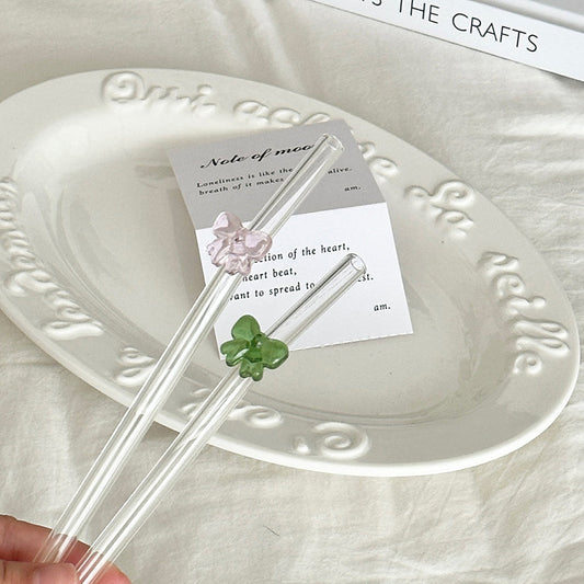 Reusable Colorful Glass Butterfly Straw (1 Pc)