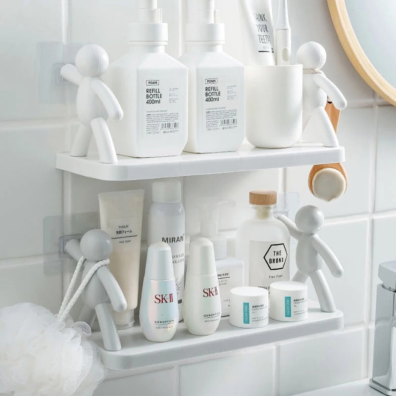 Self adhesive wall mount smiley shelf