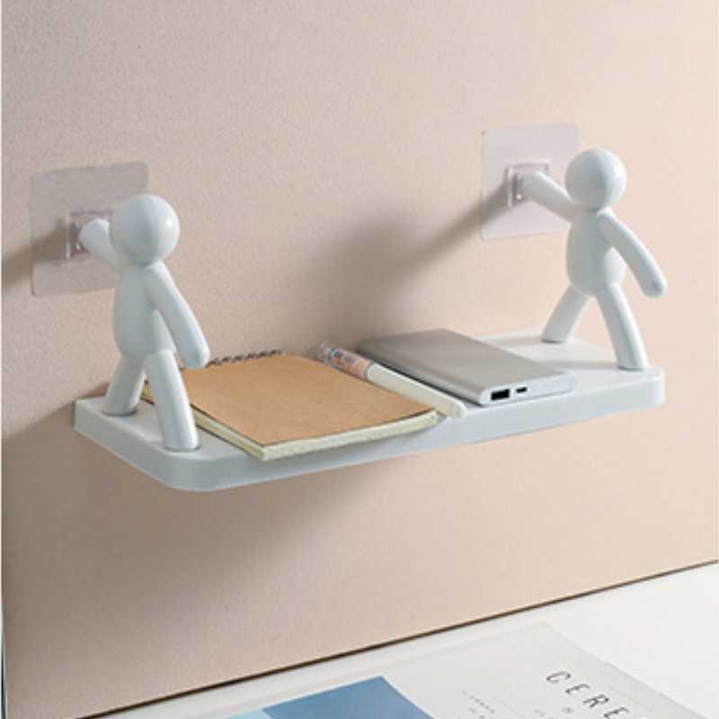 Self adhesive wall mount smiley shelf