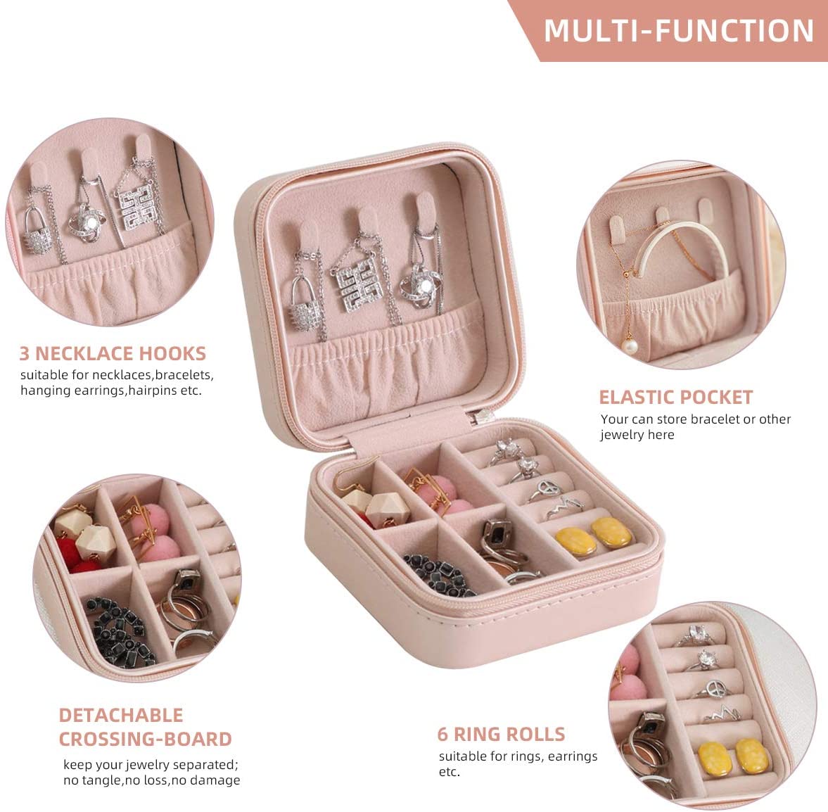 Portable Jewellery Box Organizer for Earrings Necklace Ring Lipstick Travel Jewelry Storage Boxes