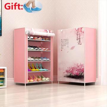 5 Grid 3D Drawing Non Woven Fabric Large Shoes Organizer Rack
