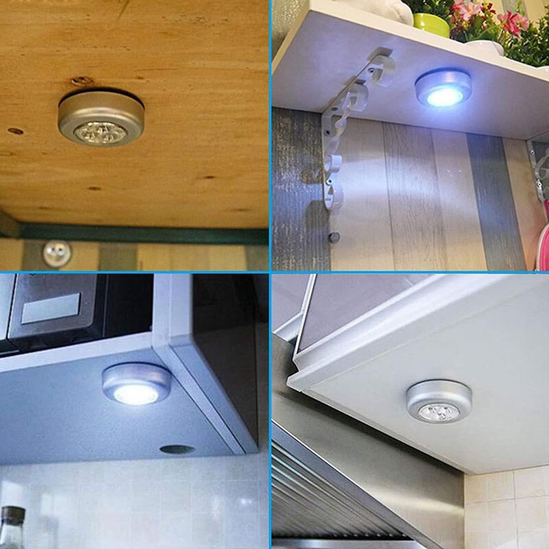 Touch Round Cabinet Light 3 Led Energy Saving Lamp