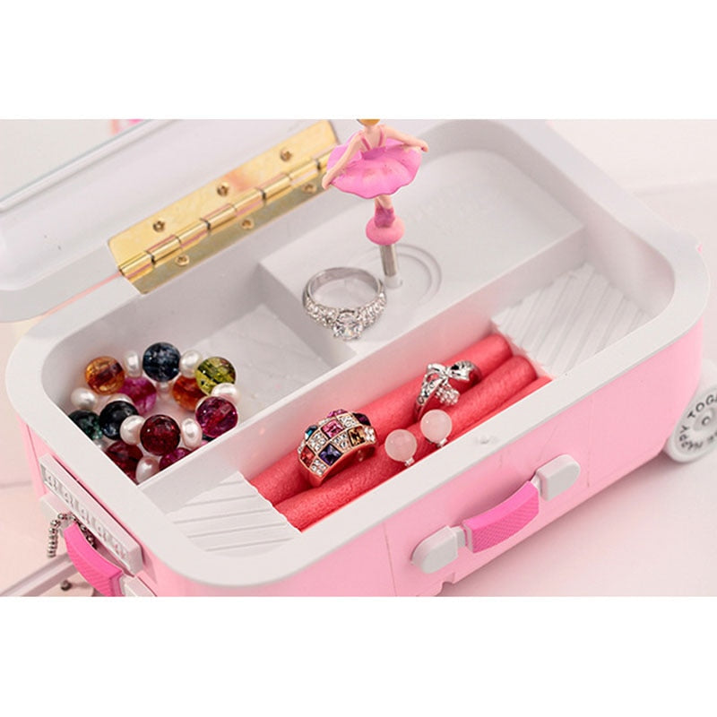 Creative Fun Suitcase Style Music Box Jewelry organizer