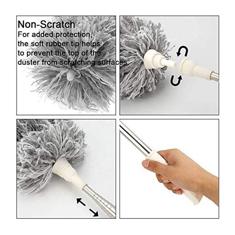 Eyliden Microfiber Duster with Extendable Long Handle 245cm Long 180 Degree Rotating Head for Car Home Kitchen Office