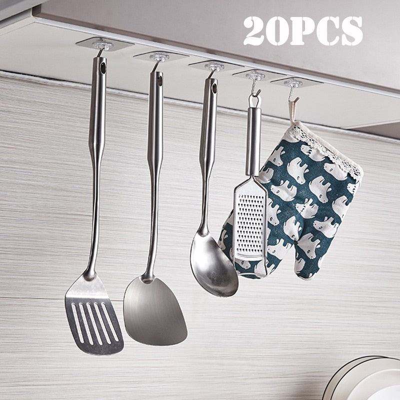 10 Pcs Transparent Strong Self Adhesive Door Wall Hangers Hooks\