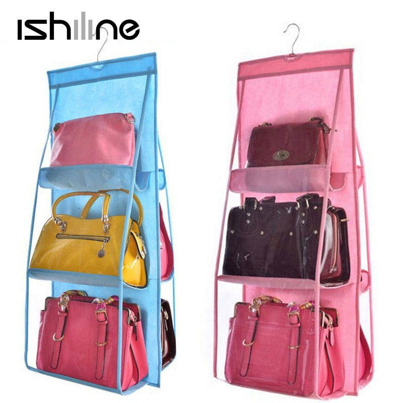 6 Pocket Hanging Bag Organizer Wardrobe Transparent Storage Bag