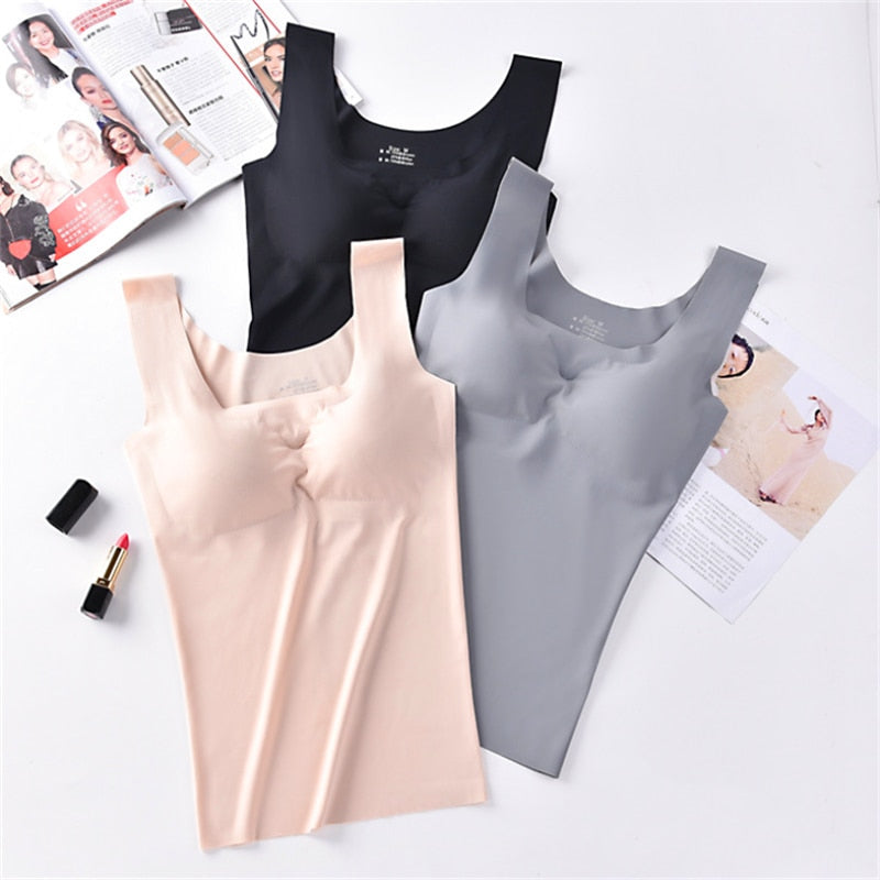 3pcs Ice Silk Tank Top Wireless Paded Lingerie