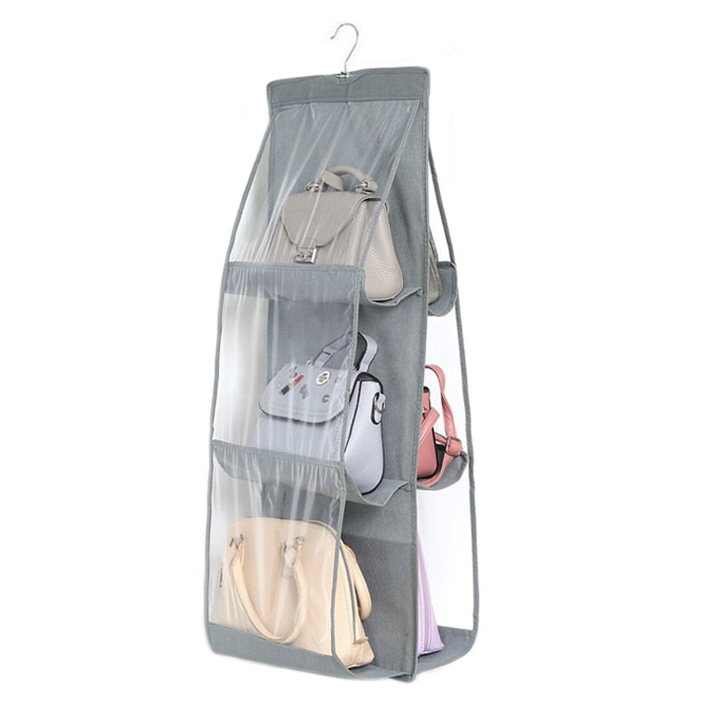 6 Pocket Hanging Bag Organizer Wardrobe Transparent Storage Bag