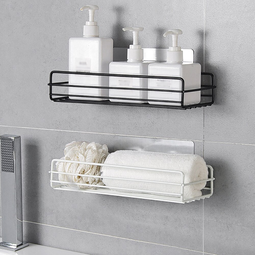 Iron Shampoo Storage Rack Holder With Self Adhesive Sticker