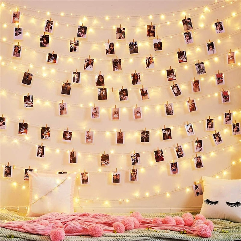 LED Photo String Lights USB Battery Powered Fairy Twinkle Lights with Clips