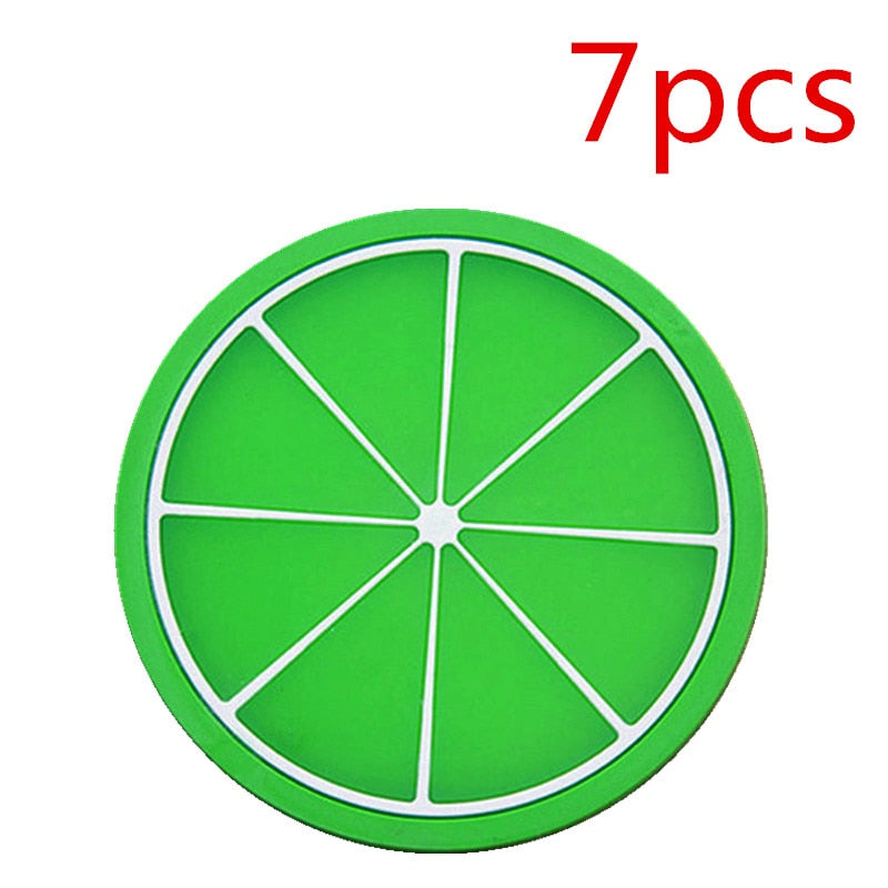 6 PCS Fruit Shape Silicone Cup Pad Slip Insulation Pad Cup Mat