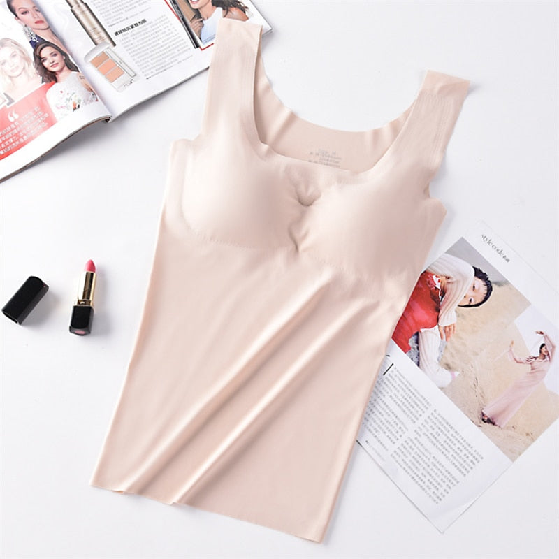 3pcs Ice Silk Tank Top Wireless Paded Lingerie