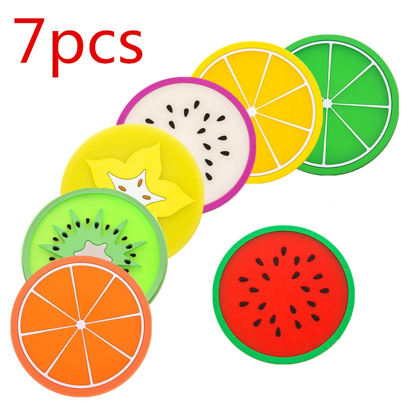 6 PCS Fruit Shape Silicone Cup Pad Slip Insulation Pad Cup Mat