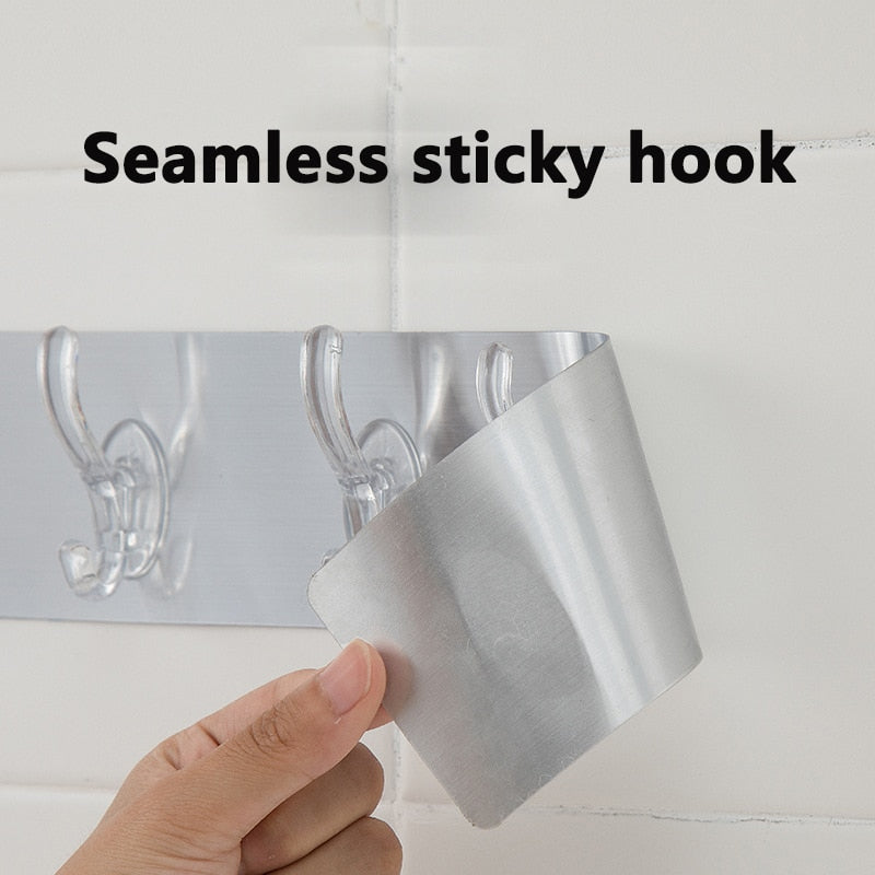 Transparent Wall Hooks Kitchen Bathroom Row Hooks