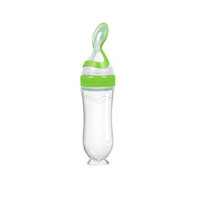 Newborn Baby Silicone Rice Cereal Paste Bottle Baby Feeding Spoon