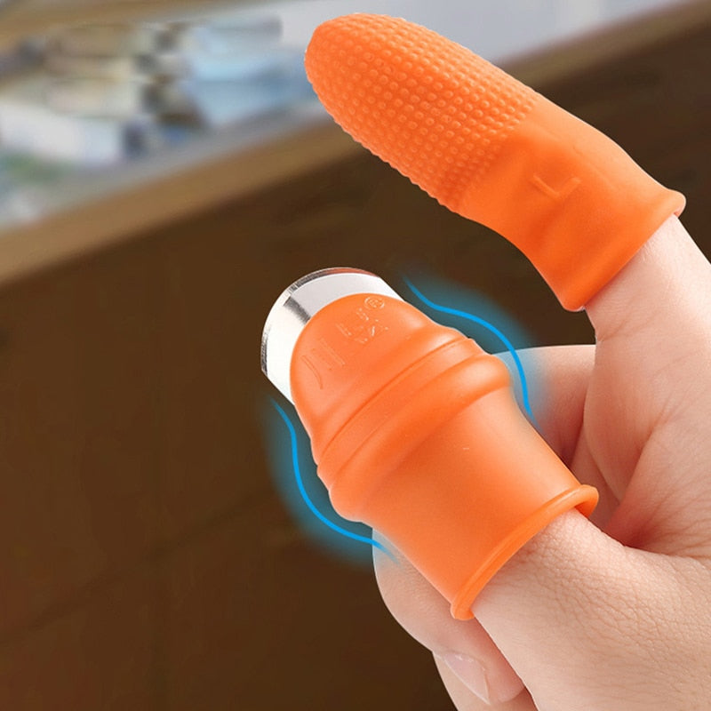 1 Set Silicone Finger Protector With Blade For Fruits Vegetable Thumb Knife Finger Guard