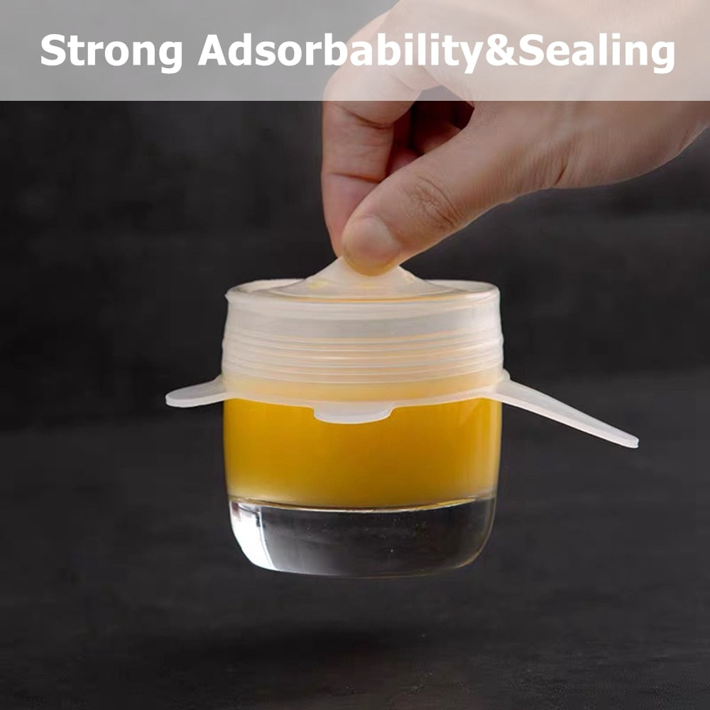 6 Pack Silicone Stretch Lids Reusable Durable Expandable Great for Keeping Food and Drinks Fresh, Dishwasher and Freezer Safe