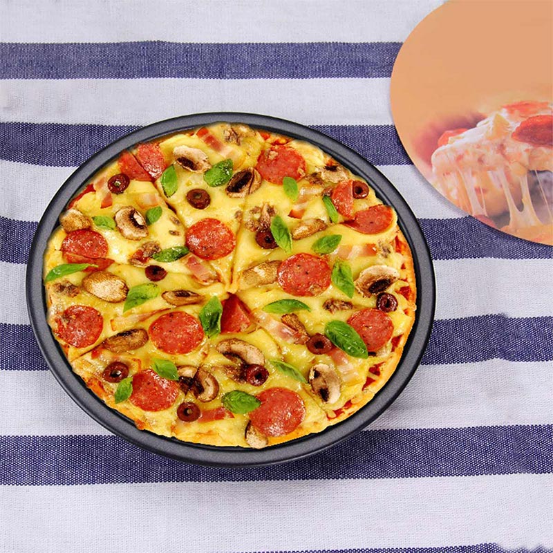 3pcs Non-Stick Carbon Steel Pizza Pan Oven Baking Trays Mold