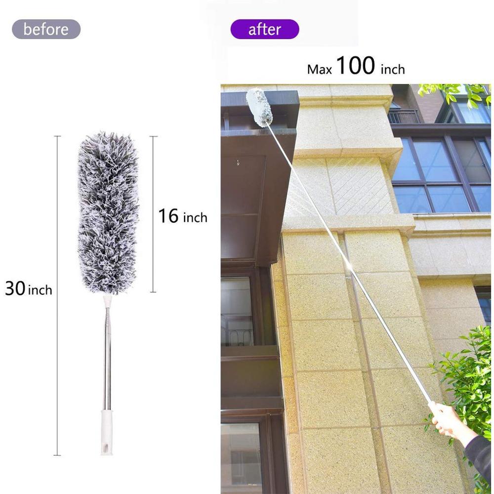Eyliden Microfiber Duster with Extendable Long Handle 245cm Long 180 Degree Rotating Head for Car Home Kitchen Office