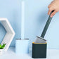Wall-Mounted Silicone Toilet Brush and Holder Set for Bathroom, Flexible Brush Head Deep Cleaning Corner Toilet Bowl Brush