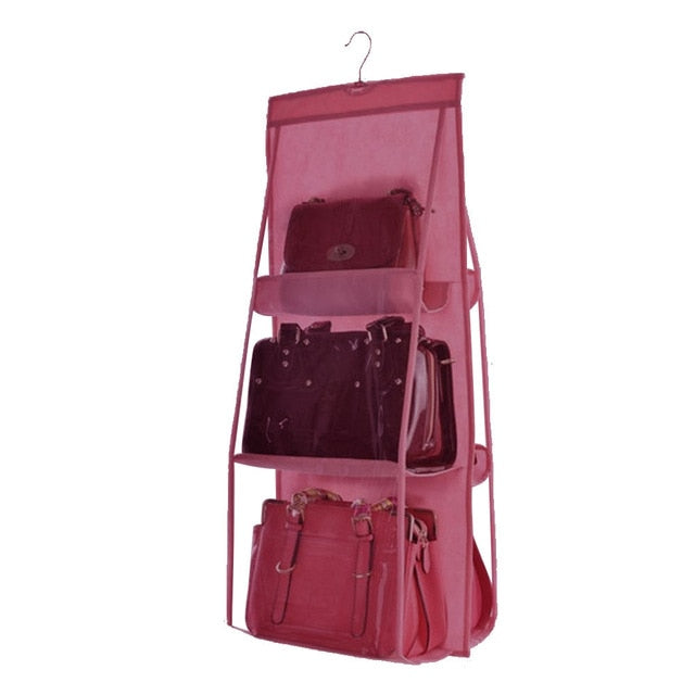 6 Pocket Hanging Bag Organizer Wardrobe Transparent Storage Bag
