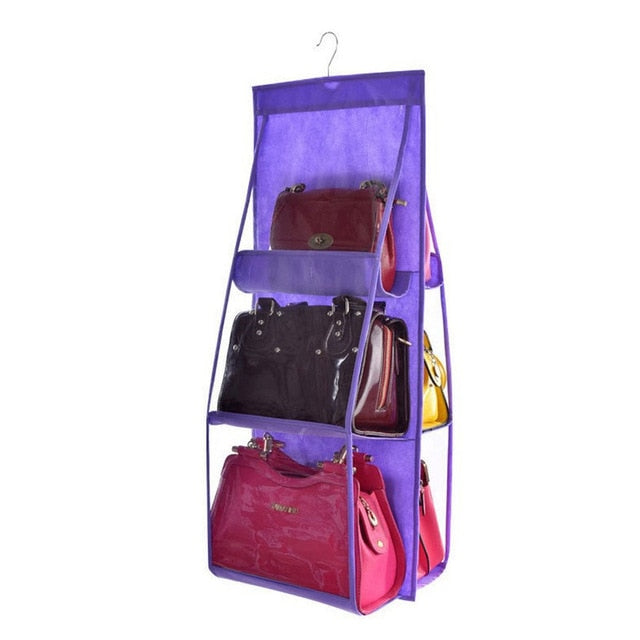 6 Pocket Hanging Bag Organizer Wardrobe Transparent Storage Bag