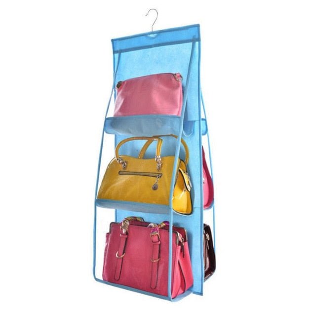 6 Pocket Hanging Bag Organizer Wardrobe Transparent Storage Bag