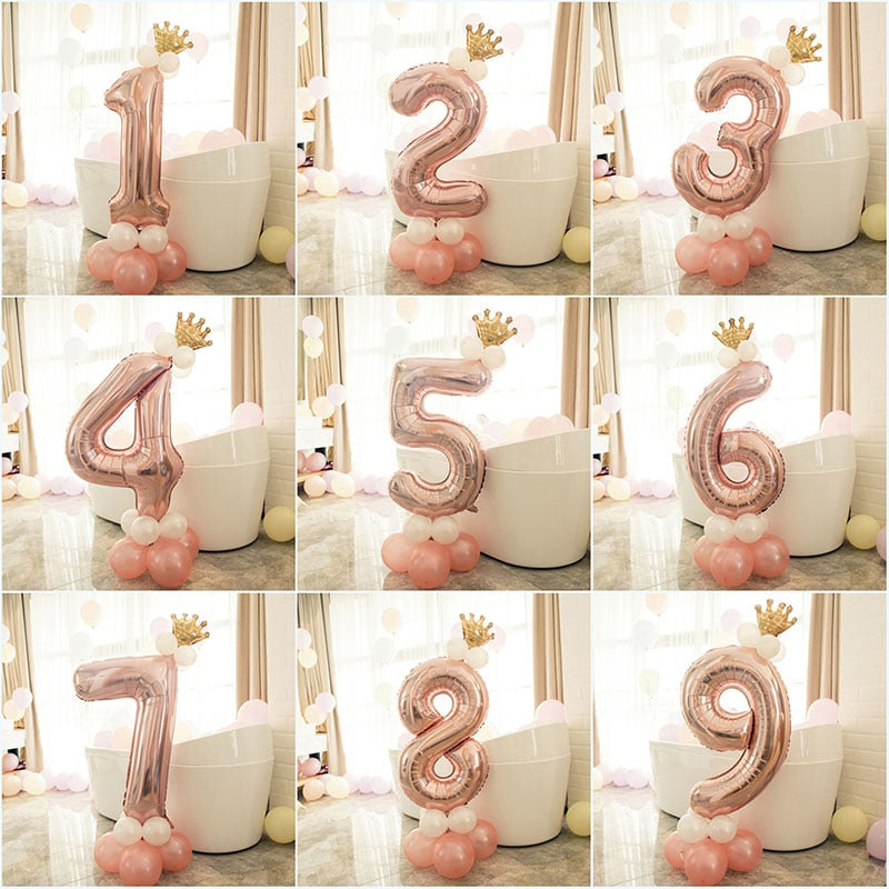 Heronsbill 1st 1 2 3 4 5 6 7 8 9 Years Happy Birthday Foil Number Balloons Baby Boy Girl Party Decorations Kids Supplies 2nd 3rd