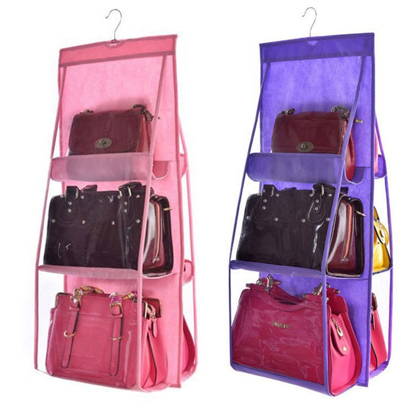 6 Pocket Hanging Bag Organizer Wardrobe Transparent Storage Bag