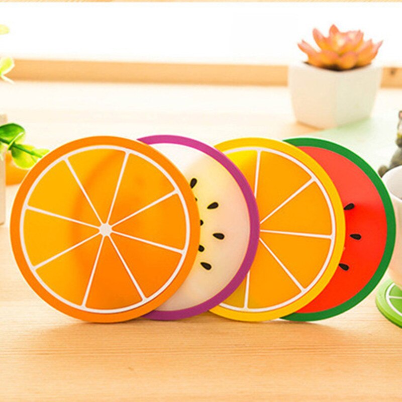 6 PCS Fruit Shape Silicone Cup Pad Slip Insulation Pad Cup Mat