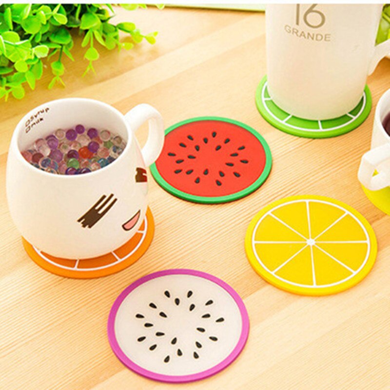 6 PCS Fruit Shape Silicone Cup Pad Slip Insulation Pad Cup Mat