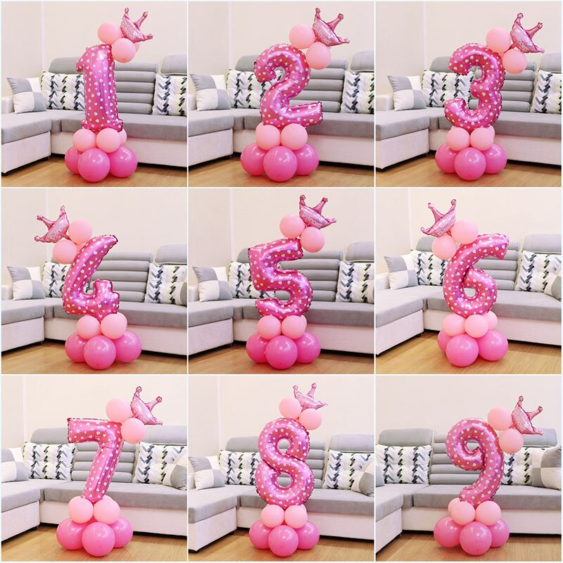 Heronsbill 1st 1 2 3 4 5 6 7 8 9 Years Happy Birthday Foil Number Balloons Baby Boy Girl Party Decorations Kids Supplies 2nd 3rd