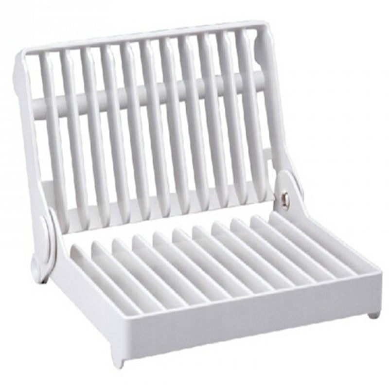 Kitchen Foldable Dish Plate Drying Rack Organizer Drainer Plastic Storage Holder K871802